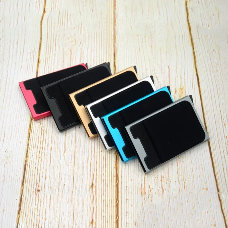 Compact RFID Aluminum Wallet with Elastic Back Pouch