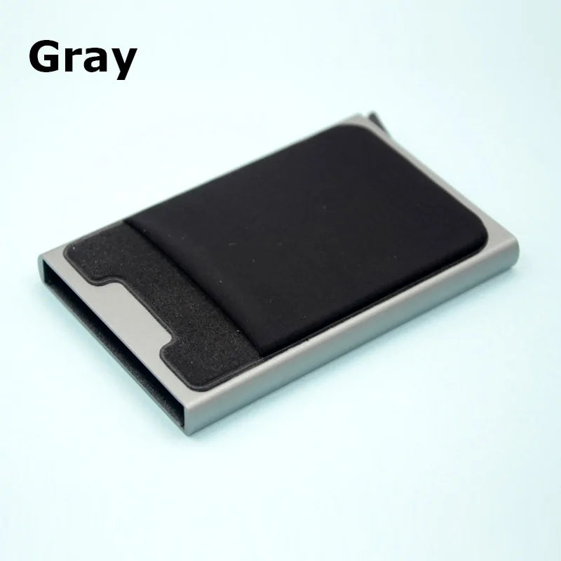 Compact RFID Aluminum Wallet with Elastic Back Pouch