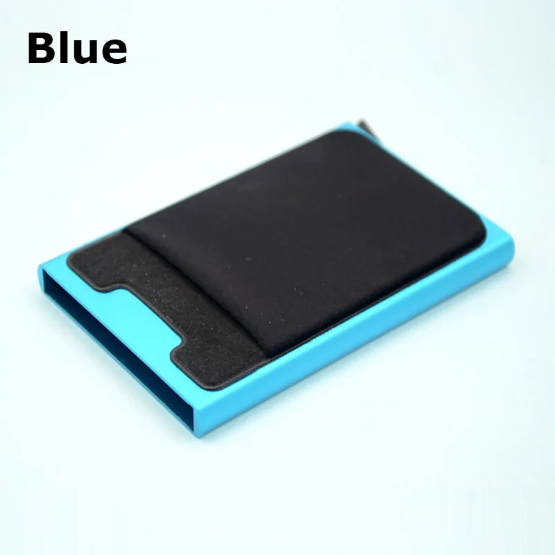 Compact RFID Aluminum Wallet with Elastic Back Pouch