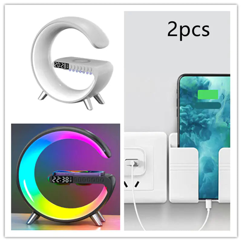 New Intelligent G Shaped LED Lamp Bluetooth Speake Wireless Charger Atmosphere Lamp App Control For Bedroom Home Decor