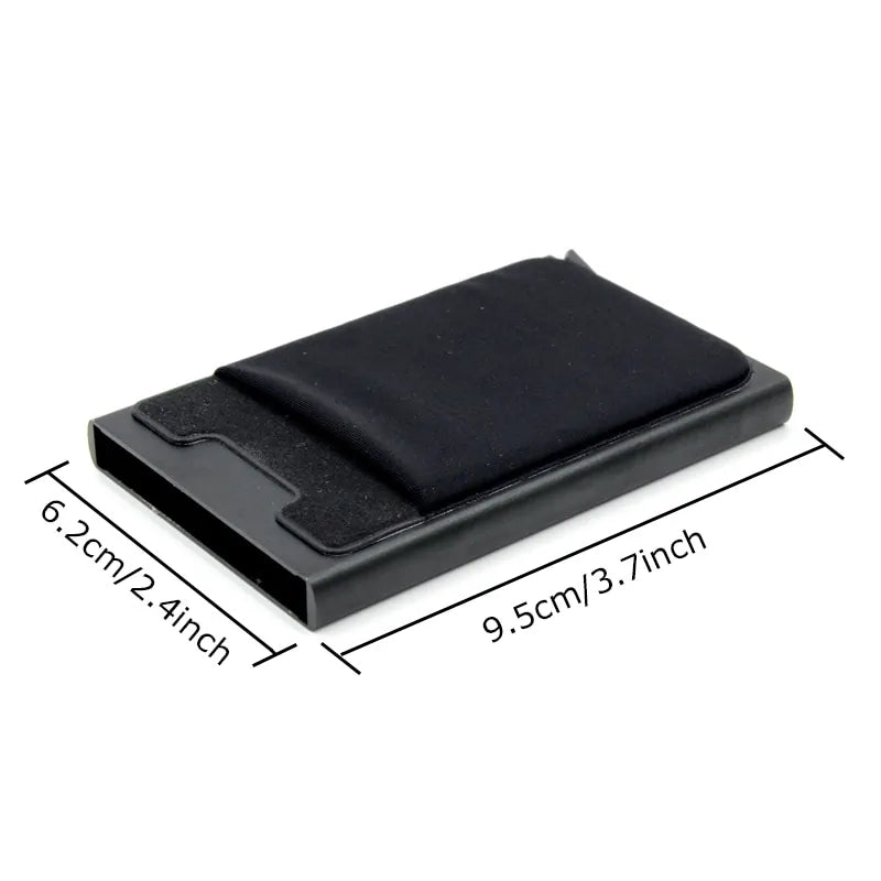 Compact RFID Aluminum Wallet with Elastic Back Pouch