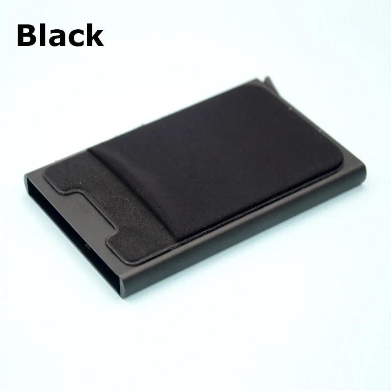 Compact RFID Aluminum Wallet with Elastic Back Pouch