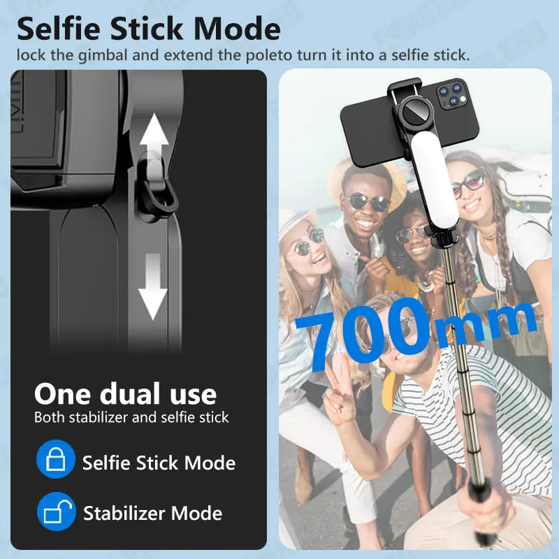 Gimbal estabilizador selfie stick tripé com luz de preenchimento sem fio bluetooth para huawei xiaomi iphone 13 celular smartphone