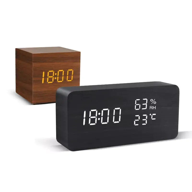 Alarm Clock LED Wooden Watch