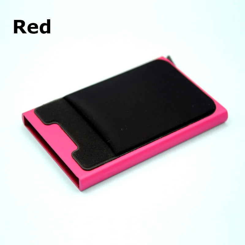 Compact RFID Aluminum Wallet with Elastic Back Pouch