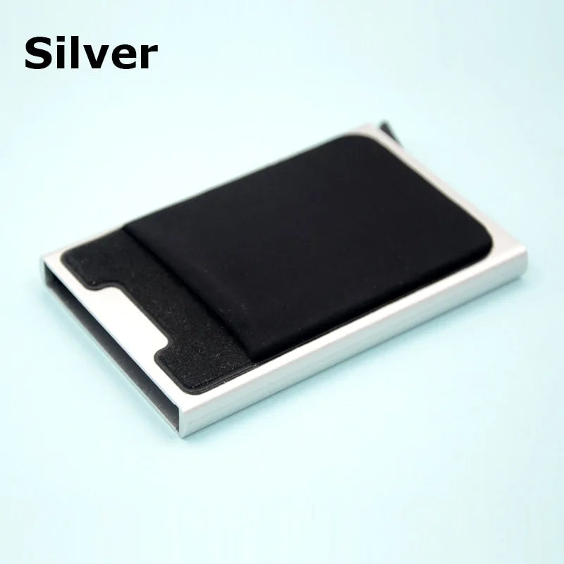 Compact RFID Aluminum Wallet with Elastic Back Pouch